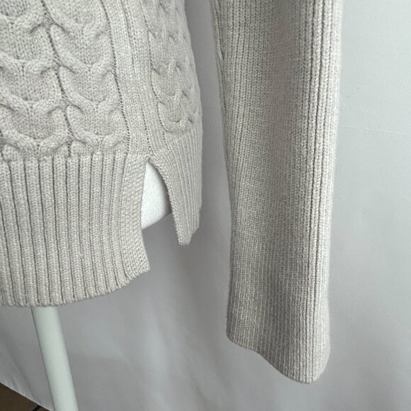 Tristan Light Grey Cable Knit Turtleneck Sweater – Medium - Picture 3 of 9